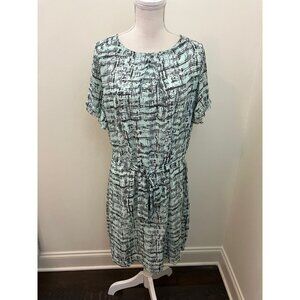 Banana Republic Green and Gray Print Short Sleeve Dress Size XL